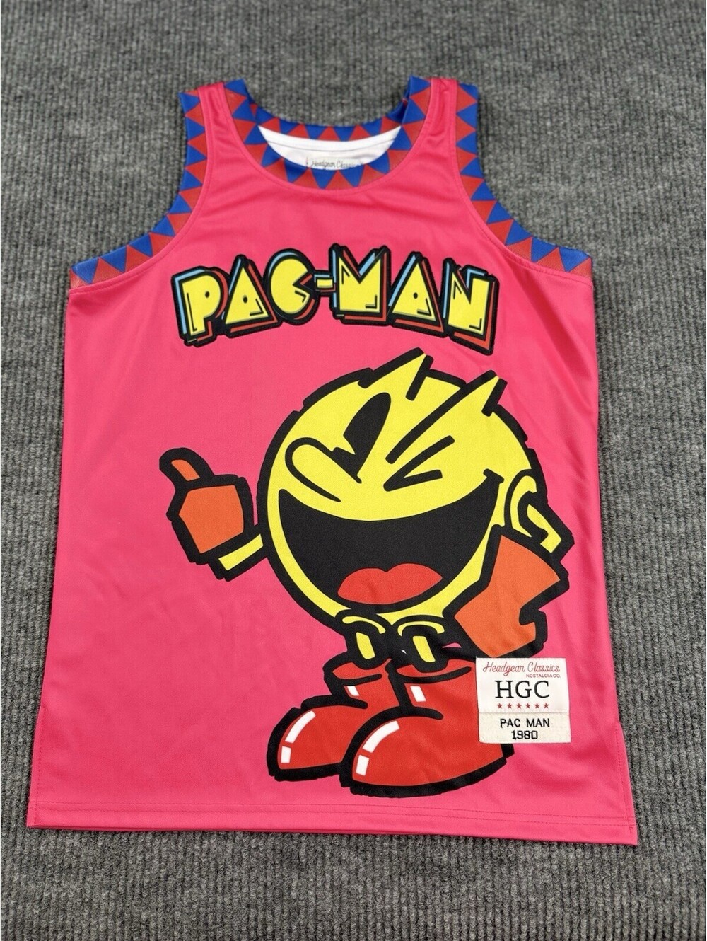 Headgear Classics Pac-Man 1980 Basketball Jersey Mens S Pink Retro Arcade